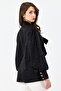 Women's Oversize Blouse Shirt with Patterned Balloon Sleeves and Shoulder Gather Detail - 5