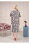 Floral Patterned Stone Embroidered Zippered 100% Viscose Women's Dress - 4