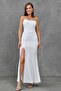 Lined White Strapless Neckline Corset Detail Slit Design Maxi Dress 167 - 7
