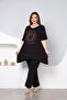 v-neck asymmetrical tunic blouse with colorful stone embellishments on the front. - 2