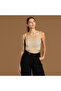 Ribbed Cotton Knitted Short Crop Singlet with Rope Strap 40 cm