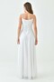 Lined Glitter Fabric Thin Straps V-Neck Slit Zipper Maxi Length White Evening Dress 39641 - 3