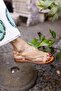 Leaf Women's Beige Genuine Leather Flip-Flop Sandals - 4