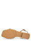 Women's Genuine Leather Gold Heeled Sandals - 3