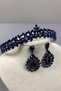 Navy Blue Delicate Vera Bridal Henna Tiara and Teardrop Earrings - 3