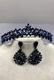 Navy Blue Delicate Vera Bridal Henna Tiara and Teardrop Earrings