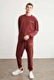 Marshall Men's Cotton Fleece Inside Embroidered Relaxed Burgundy Tracksuit Set - 5