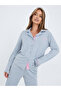 Contrast Seam Slogan Button Through Shirt and Pyjama Set - 2