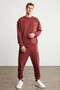Marshall Men's Cotton Fleece Inside Embroidered Relaxed Burgundy Tracksuit Set - 2