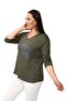Large Size New Season Casual Comfort Model Peacock Feather Pattern Stone Embroidered Mother Stylish 4 Seasons Blouse - 4