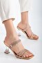 Women's Copper Stone Detailed Transparent Heeled Evening Dress Shoes - 3