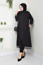 Sofia Linen Tunic - Zippered, Round Neck, Black (Tunika Length: 122cm)