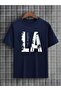 Navy Blue La Printed Unisex Oversized Tshirt