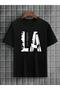 Black La Printed Unisex Oversized Tshirt