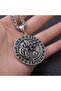 Odin Geri & Freki Wolf Design Vegvisir Engraved Double-Sided 316L Steel Necklace
