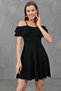 Women's Crepe Fabric Thin Straps Flounces Bell Cut Black Mini Dress 014 - 5