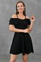 Women's Crepe Fabric Thin Straps Flounces Bell Cut Black Mini Dress 014 - 8
