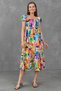 Colorful Print Fabric Gimped Design Princess Sleeve Square Neck Maxi Dress 6626 - 6