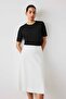 High Waist White Midi Skirt