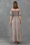 Women's Mink Cotton Fabric Madonna Collar Rope Belt Detailed Maxi Dress 6298 - 3