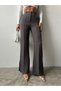 High Waist Pocket Stretchy Fabric Trousers with Grass Leg Slit Detail
