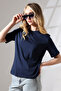 Cotton Combed Cotton Compact Heavy Fabric Short Sleeve Comfort Fit T-Shirt 21666 Dark Blue - 2