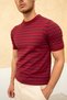 Men's Burgundy Short Sleeve Ribbed Acrylic-Cotton Blend Knitwear T-Shirt - 4
