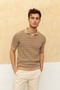 Striped Polo Neck T-Shirt Stone - 2