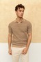 Striped Polo Neck T-Shirt Stone - 3
