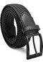 2 Pieces Knitted Rubber Belt 3.5cm - Shorts Belt - Jeans Belt - Canvas Pants Belt - Black Green - 2