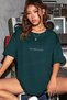 Women's Dragon Printed Petrol Green Crew Neck Oversize Casual T-Shirt - 2