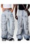 Multi-Pocket Blue Baggy Cargo Jeans - 2