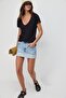 V Yaka Keten Basic T-shirt - 4
