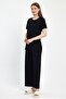 Women's Seasonal Short Sleeve Corded Black Pajama Set - 3