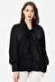Women's Oversize Blouse Shirt with Patterned Balloon Sleeves and Shoulder Gather Detail - 3