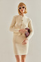 Women's Beige Skirted Cardigan Top and Bottom Knitwear Set 20246017 - 2