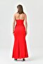 Red Strapless Corset Detailed Slit Maxi Women's Dress - 167 - 3