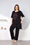 v-neck asymmetrical tunic blouse with colorful stone embellishments on the front. - 4