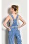 Decorative Pocket Detailed Denim Gardener Overalls Salopet - 3