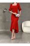 Princess Sleeve Skirt Flounced Square Neck Midi Length Crepe Fabric Evening Dress Wedding Engagement Promise Invitation - 5