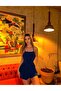 Women's Blue Strap Shorts Jumpsuit Dress - 2