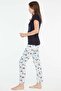 - Women's Navy Blue Round Neck Pajamas Set 3852 - 2