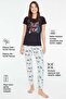 - Women's Navy Blue Round Neck Pajamas Set 3852 - 3