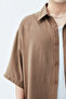 BASIC OVERSIZE CROP SHIRT-BROWN - 6