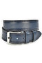 Men's Navy Leather Sport Belt with Double Seam Detail on the Sides 2402604