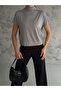 Women's Gray Stand-Up Collar Off-Shoulder Blouse - 5