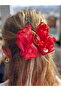 Custom design luxury plied tulle star patterned stoned automatic collet women's children's buckle red