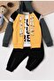Future Printed Hooded Cotton Baby Set 3-Piece Set Cardigan Sweatshirt Bottom - 3