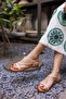 Leaf Women's Beige Genuine Leather Flip-Flop Sandals - 2