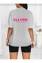 Women's Printed Short Tights Oversize Casual Boyfriend T-Shirt Set - 3